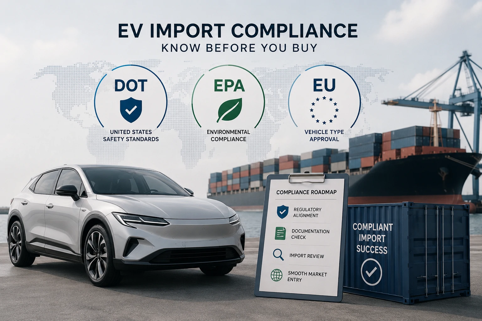 Standard DOT, EPA e UE: cosa devono sapere gli importatori di veicoli elettrici prima di acquistare