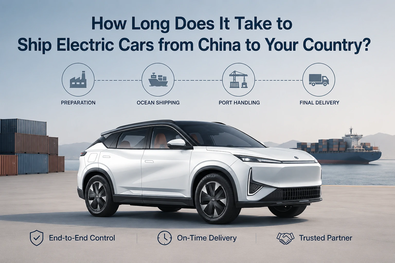 Quanto tempo ci vuole per spedire le auto elettriche dalla Cina al tuo Paese?